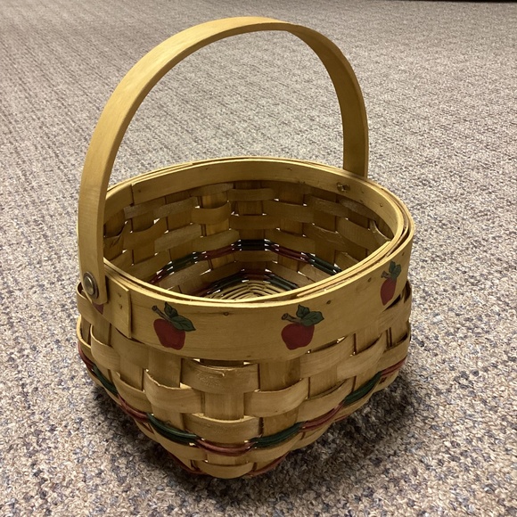Handwoven Wooden Basket with Apple Design - Picture 1 of 13